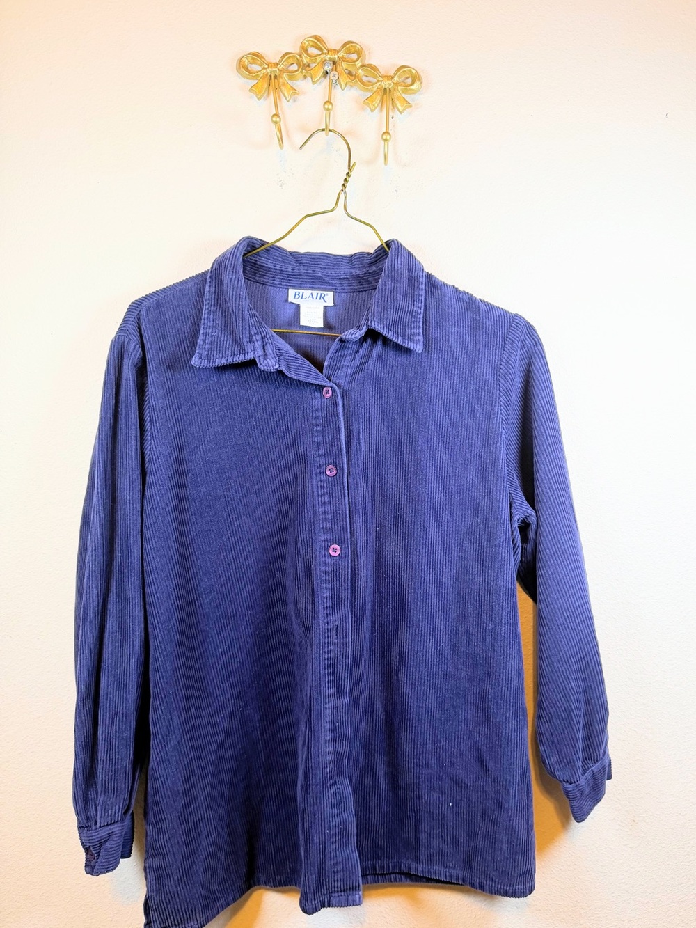 Blair Vintage Navy Blue Vintage Corduroy Shirt. Size L